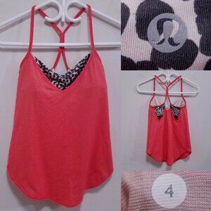 Lululemon Roll Out Tank 4 XS Ace Spot Woman's Heathered Alarming Red Orange Top